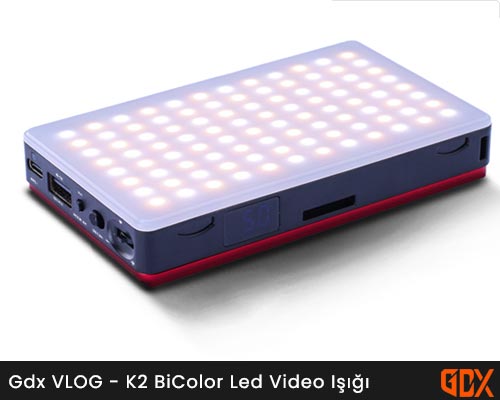 Gdx VLOG - K2 BiColor Led Video Işığı, Video Konferans Işığı, USB 96 LED Video Işığı Çift Renkli Fotoğrafçılık Taşınabilir Aydınlatma Kiti Masaüstü/Düşük Açılı Çekim için 3300mAh/Akıllı Telefonda YouTube/Gimbal/DSLR/Selfie Çubuğu 