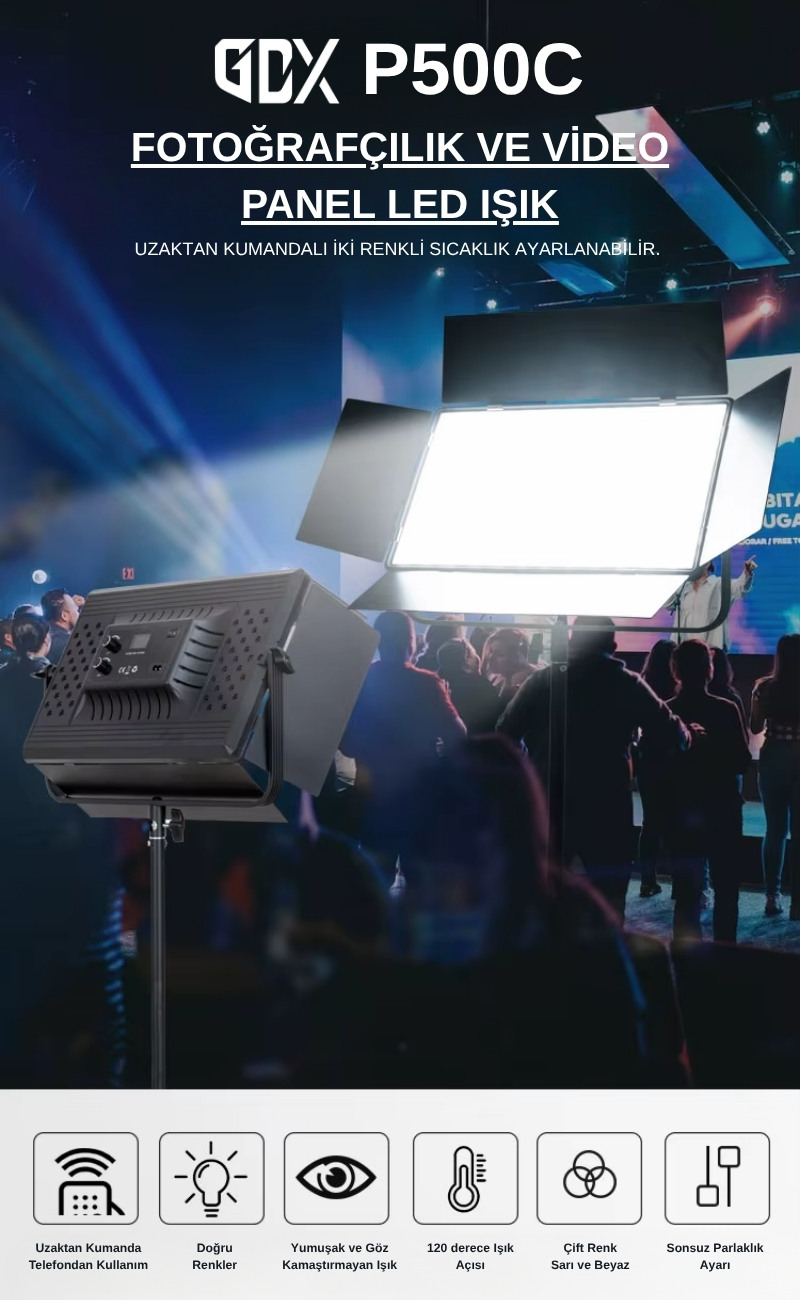 GDX P500C BiColor Profesyonel Led Panel Video Stüdyo Işık