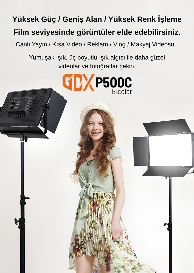 GDX P500C BiColor Profesyonel Led Panel Video Stüdyo Işık