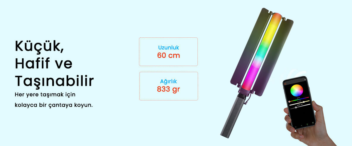 Gdx ST-100 II RGB Fotoğraf ve Video için Led Çubuk Işık (Uzunluk: 100 cm