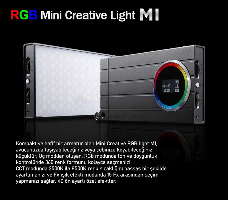 Godox M1 RGB Mini Mobil Video Işığı