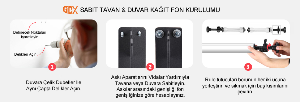 Gdx Sabit (Tavan & Duvar) Kağıt Sonsuz Stüdyo Fon Perde Kurulumu