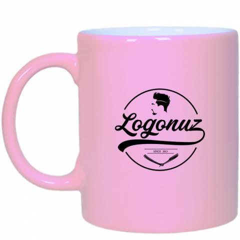 logo baskılı kupa fincan pembe