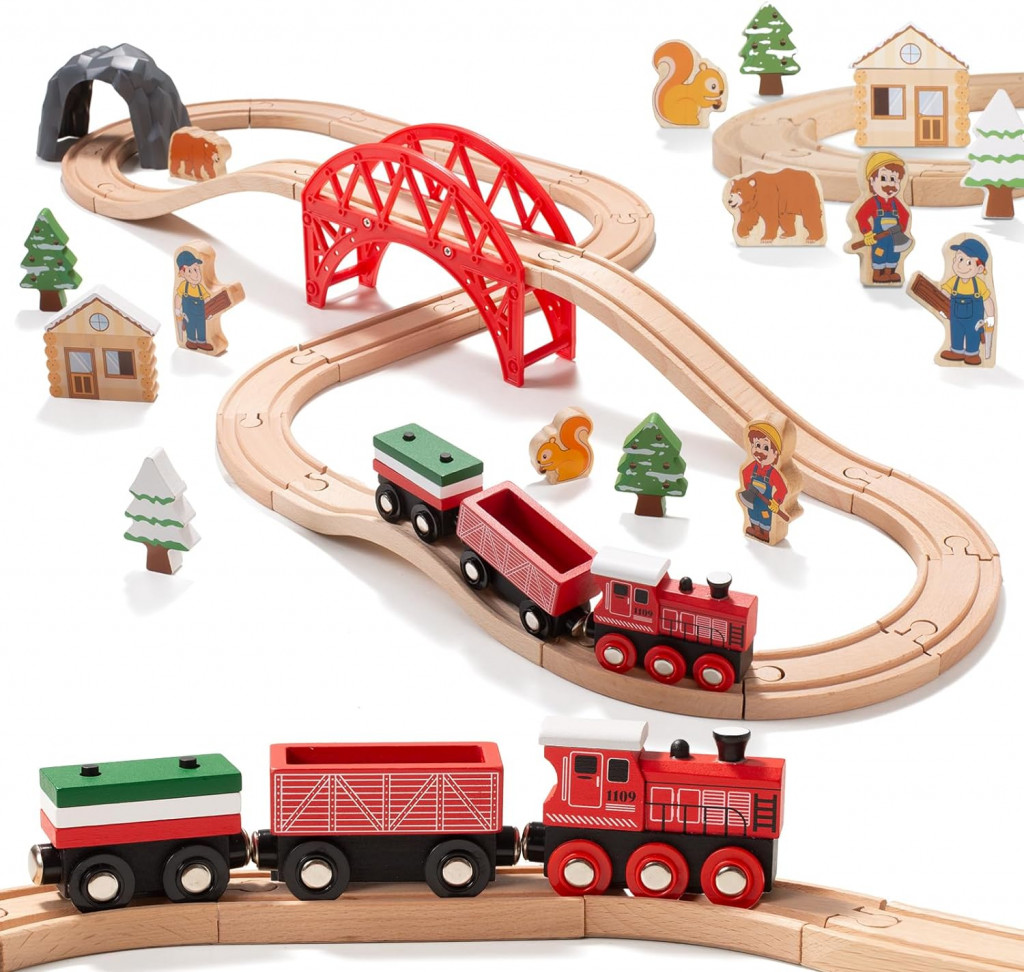 Wooden train tracks clearance for toddlers