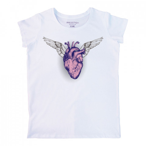 A Living Heart baskılı tasarım tişört. %100 pamuklu baskılı bayan tişört. Presstish tasarım baskılı tişört çeşitleri. Hediye kadın tişört. Tişört baskı. Baskılı tshirt.