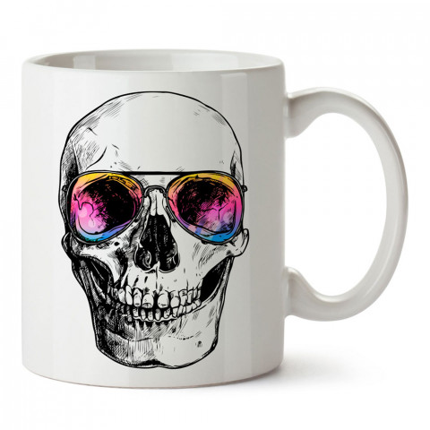 Bodrum Skull kuru kafa tasarım baskılı porselen kupa bardak (mug). Presstish marka resimli hediyelik kupa bardak modeli. Tasarım kahve kupası. Baskılı mug.
