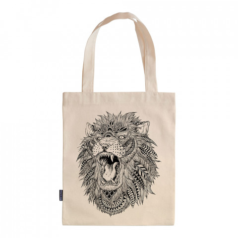 Abstract Lion tasarım baskılı ham bez çanta. 35x41. Hediyelik bez çanta modelleri. En güzel bez çantalar. Dayanıklı, modaya uygun bez çantalar. Organik baskılı bez çanta.
