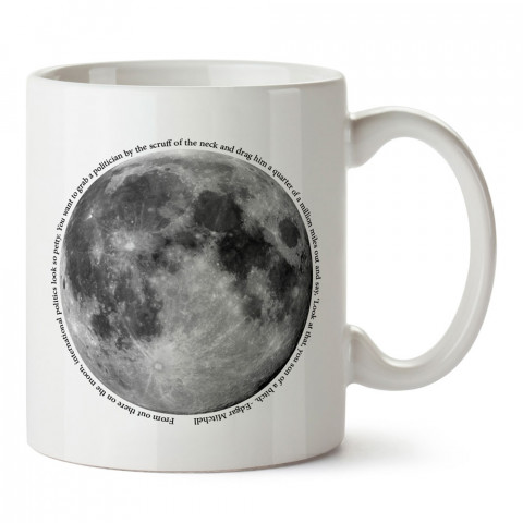 Moon Geo baskılı tasarım porselen kupa bardak (mug). Presstish marka, resimli, en güzel hediyelik kupa bardak modelleri. Tasarım kahve kupası. Baskılı mug bardak.