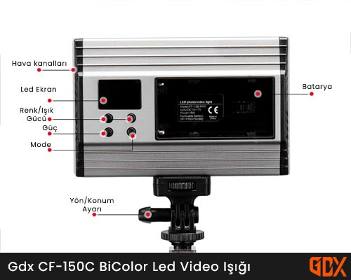 Gdx CF-150C BiColor Led Video Işığı Gdx CF-150C BiColor Led Video Işığı
