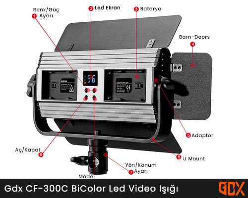 Gdx CF-300C BiColor Led Video Işığı
