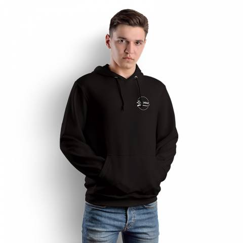 Logo Baskılı Kapüşonlu Siyah Sweatshirt