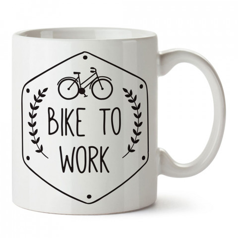Bike To Work yazılı baskılı porselen kupa bardak modelleri (mug bardak). Kahve severlere ve bisikletçilere en güzel hediye. Kahve kupası.