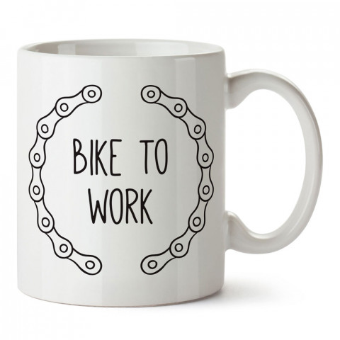 Bike To Work yazılı tasarım bulaşık makinesinde yıkanabilir seramik kupa bardaklar (mug). Kahve severlere ve bisikletçilere en güzel hediye.