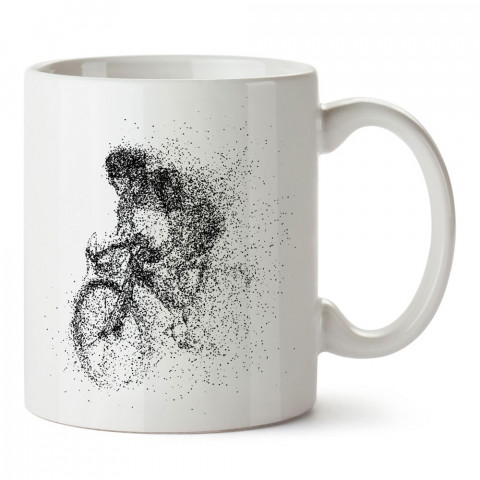 Bisiklet Süren İnsan Silüeti tasarım baskılı porselen kupa bardak modelleri (mug bardak). Kahve kupası.