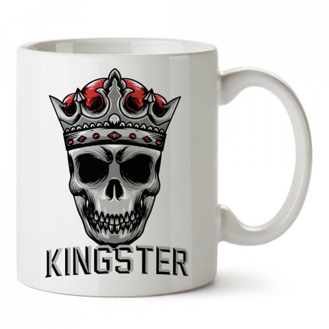 Kral Kingster Kuru Kafa tasarım baskılı porselen kupa bardak modelleri (mug bardak). Kahve kupası.