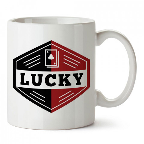 Lucky Şanslı tasarım baskılı porselen kupa bardak modelleri (mug bardak). Kahve kupası.