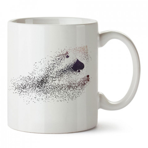 Oyun Kartı Maça As Silüeti tasarım baskılı porselen kupa bardak modelleri (mug bardak). Kahve kupası.