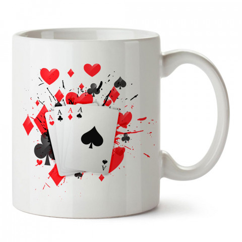 Oyun Kartları As Serisi tasarım baskılı porselen kupa bardak modelleri (mug bardak). Kahve kupası.