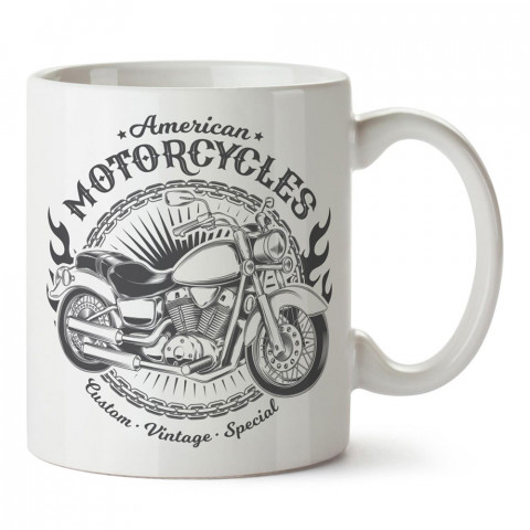 Vintage 1987 Motosiklet tasarım baskılı porselen kupa bardak modelleri (mug bardak). Kahve kupa.
