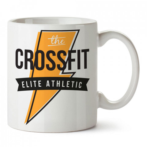 The Crossfit Yıldırım tasarım baskılı porselen kupa bardak modelleri (mug bardak). Bodyci, fitnesscı ve vücut geliştirici için hediye. Kahve kupası.