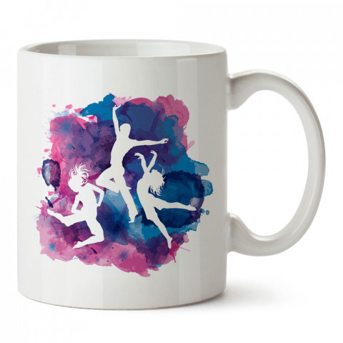 Sulu Boya Dans Deseni tasarım baskılı porselen kupa bardak modelleri (mug bardak). Dansçıya ve dans severlere en güzel hediye. Kahve kupası.