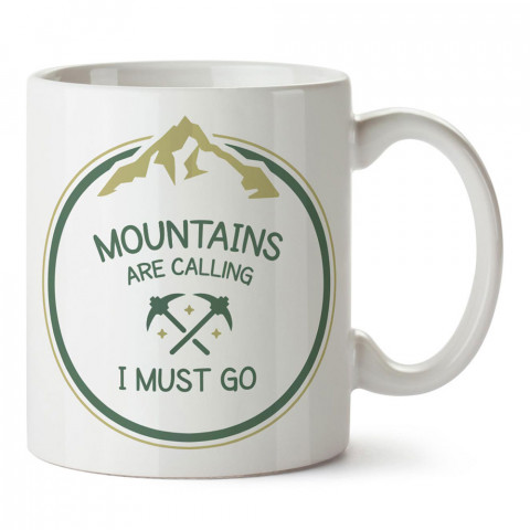 Dağlar Çağırıyor Gitmeliyim tasarım baskılı porselen kupa bardak modelleri (mug bardak). Dağcılara, orman ve doğaseverlere en güzel hediye. Kahve kupası.
