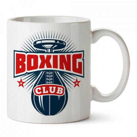 Boks Kulübü Yumruk Topu tasarım baskılı porselen kupa bardak modelleri (mug bardak). Dövüş, savunma, savaş sanatları ile ilgili hediye. Kahve kupası.