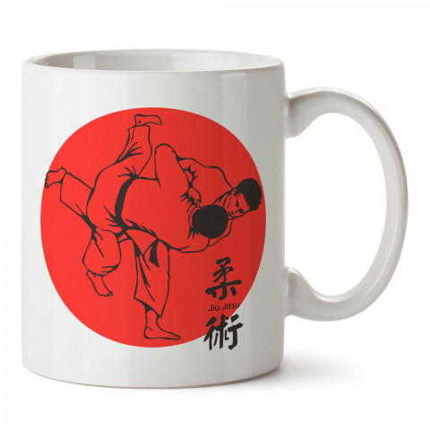Jiu Jitsu Japon Kültürü tasarım baskılı porselen kupa bardak modelleri (mug bardak). Dövüş, savunma, savaş sanatları ile ilgili hediye. Kahve kupası.