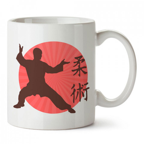 Shaolin Dövüşçüsü​ tasarım baskılı porselen kupa bardak modelleri (mug bardak). Dövüş, savunma, savaş sanatları ile ilgili hediye. Kahve kupası.