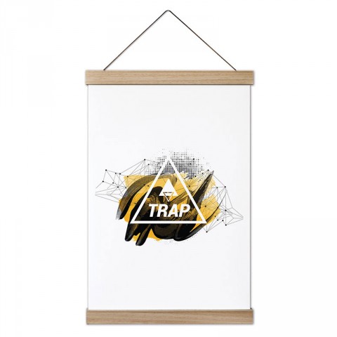 Trap Müzik ve Üçgenler tasarım dekoratif ahşap çerçeveli kanvas poster. Müzisyenlere ve müzik severlere en güzel hediye modern kanvas müzik posterleri.