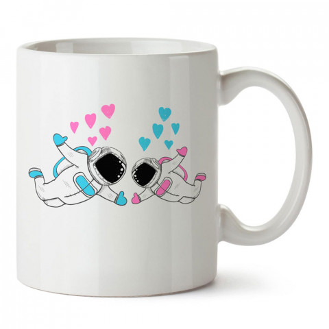 Astronot Sevgililer tasarım baskılı porselen kupa bardak (mug). Sevgiliye hediye aşk içerikli kupa bardaklar. Sevgiliye en güzel hediye kupa. Sevgili için kahve kupası.