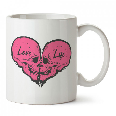 Kuru Kafa Kalp Love Life tasarım baskılı porselen kupa bardak (mug). Sevgiliye hediye aşk içerikli kupa bardaklar. Sevgiliye en güzel hediye kupa. Sevgiliye kahve kupası.
