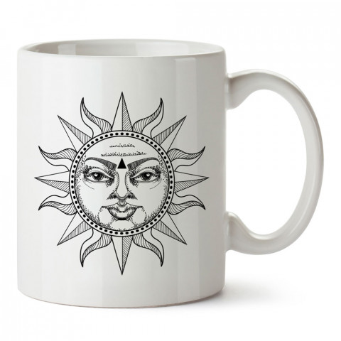 Ay ve Güneş Astroloji tasarımlı kupa bardak. Ay için Mug. Burç severlere astrolojik desenli en güzel hediyelik kupa bardaklar. Güneş sevenlere hediye. Uzay temalı hediye.