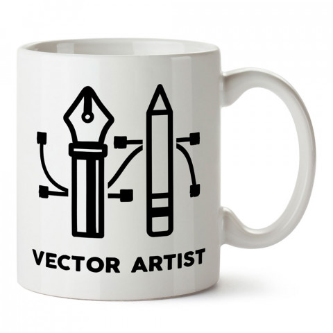 Vector Artist tasarım baskılı porselen kupa bardak (mug bardak). Tasarımcılara ve grafikerlere en güzel hediye. Grafikere ve tasarımcıya hediyelik kahve kupası.