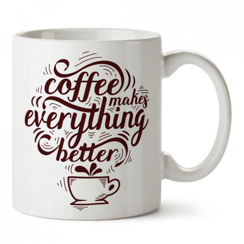 Kahve Fincanı Tipografik tasarım baskılı kupa bardak (mug bardak). Kahve bağımlılarına özel hediyeler. Kahve bağımlısına hediye. Kahve tasarım hediye kupa bardak.