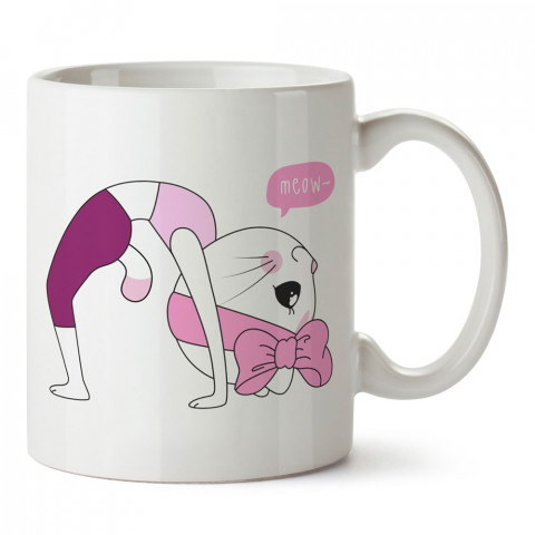 Kedi Meow Yoga tasarım baskılı kupa bardak (mug bardak). Yoga tutkunlarına özel hediyeler. Yogacılara hediyelik kupa. Yoga ürünleri. Yoga yapanlara hediye seçenekleri.