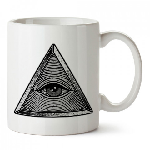İlluminati Üçgen Göz Piramit tasarım baskılı kupa bardak (mug bardak). En güzel baskılı kupa bardak çeşitleri. Tasarım kupa bardak modelleri. Hediye kupa. Kahve kupası.