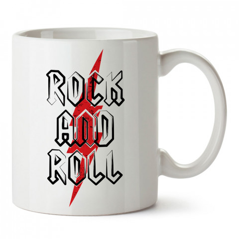Rock And Roll Şimşek tasarım baskılı kupa bardak (mug bardak). Müzik konulu hediye kupa bardak modelleri. Müzisyenlere ve müzik tutkunlarına hediye. 