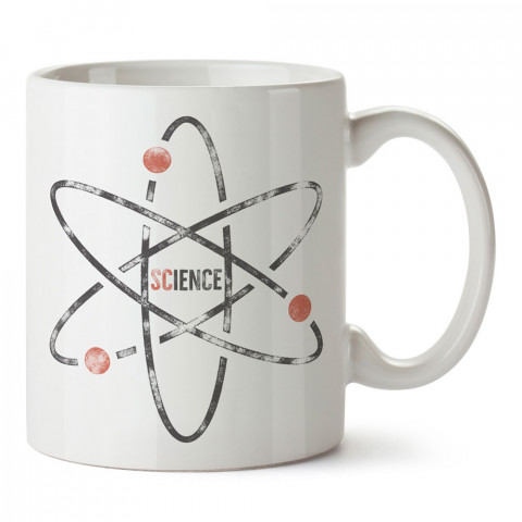 Bilim ve Atomlar tasarım baskılı kupa bardak (mug bardak). Öğretmene hediye kupa bardak modelleri. Öğretmenlere hediye seçenekleri. Öğretmen kupası. 