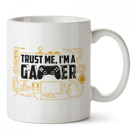 Güven Bana Ben Oyuncuyum tasarım baskılı kupa bardak (mug bardak). Oyuncuya, Gamera hediye kupa bardak. Oyunculara hediye seçenekleri. Oyunseverlere kupa bardak.